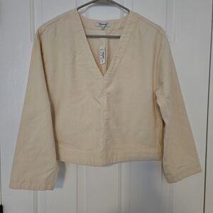 Madewell Cream V-Neck Corduroy Top